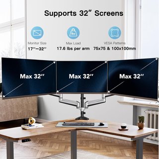 Soporte Triple Monitor 13-32 con muelle de Gas