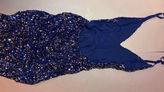 Vestido de fiesta lentejuelas azul y plata