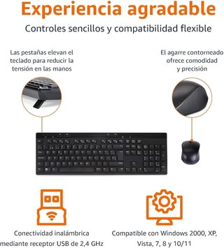 Amazon Basics Combo de Teclado y Ratón Inalámbrico