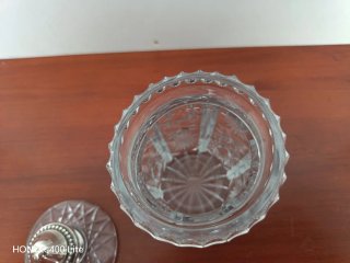 Azucarero antiguo cristal tallado pomo plata