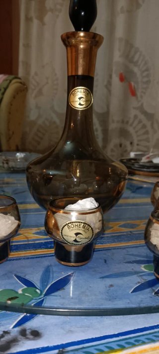 Juego Licorera Cristal Bohemia Ámbar