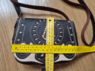 Bolso Piel Virgen del Rocío marrón/Beige
