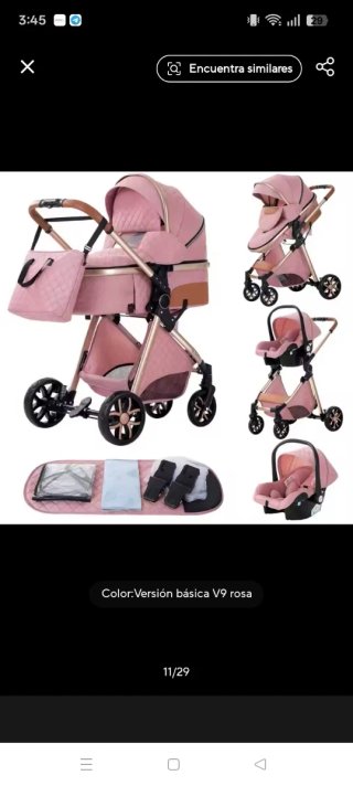 Carrito de bebé rosa V9