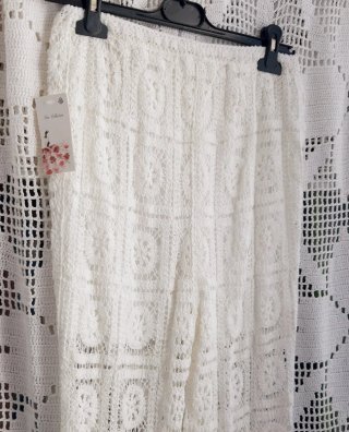 Calças de crochê brancas T.U. NEW COLLECTION