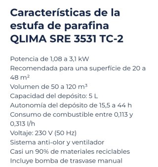 Estufa electrónica de parafina Qlima, plata