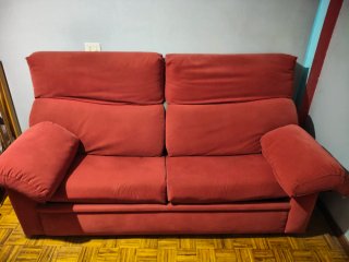 Sofá Cama de Algodón 3 plazas rojo