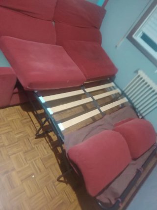 Sofá Cama de Algodón 3 plazas rojo
