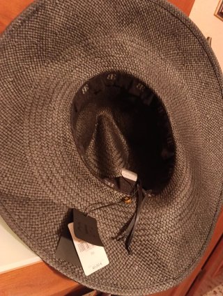 Sombrero di paglia donna nero con foulard