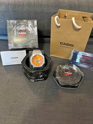 Casio G-Shock Reloj Naranja y Plata