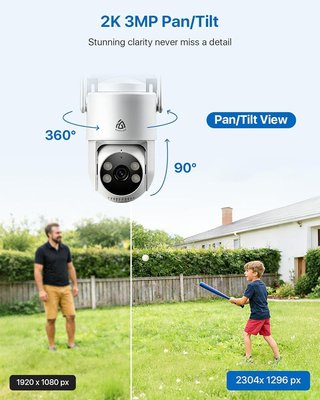 AKINGUAR Y1 cámara 2K 360° WiFi 2,4-5 GHz IP66