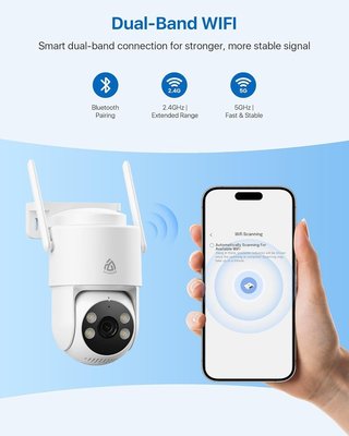 AKINGUAR Y1 cámara 2K 360° WiFi 2,4-5 GHz IP66