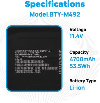 Batteria AOFONCHY BTY-M492 4700mAh 11.4V 53.5Wh per MSI Bravo