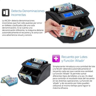ZZAP NC20+ Contador Billetes 1000Min Lote 4Niveles