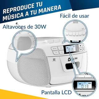 KLIM Boombox Radio CD Cassette Player BLANCO