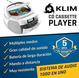 KLIM Boombox Radio CD Cassette Player BLANCO