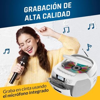 KLIM Boombox Radio CD Cassette Player BLANCO