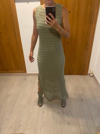 Vestido ganchillo Pull&Bear verde Talla XS