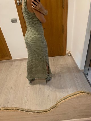 Vestido ganchillo Pull&Bear verde Talla XS