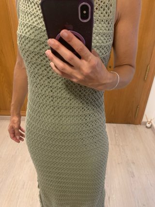 Vestido ganchillo Pull&Bear verde Talla XS