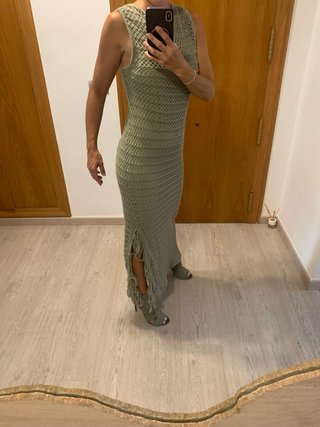 Vestido ganchillo Pull&Bear verde Talla XS