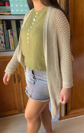 Cárdigan calado dorado talla única