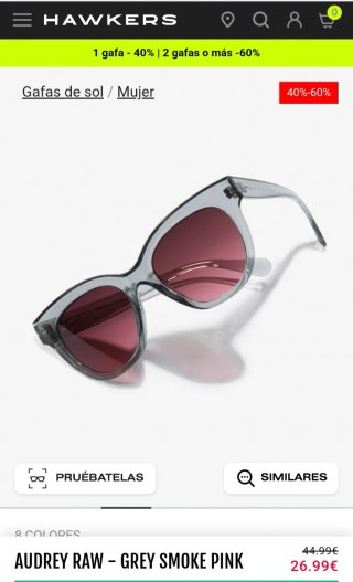 Gafas de sol Hawkers Audrey Raw - Gris/Rosa NUEVAS