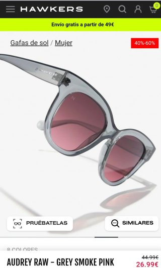 Gafas de sol Hawkers Audrey Raw - Gris/Rosa NUEVAS