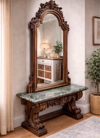 Mueble tocador madera y mármol