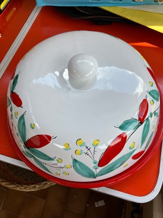 Porta torte in ceramica decorato