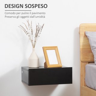 Set 2 Comodini Sospesi Moderni in Legno per Camera