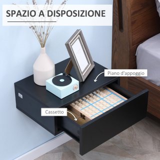 Set 2 Comodini Sospesi Moderni in Legno per Camera