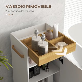 Mobiletto Bagno con Vassoio Rimovibile, Ripiano Ap