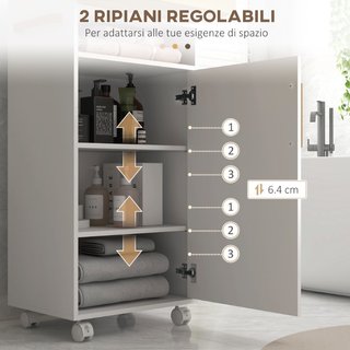 Mobiletto Bagno con Vassoio Rimovibile, Ripiano Ap
