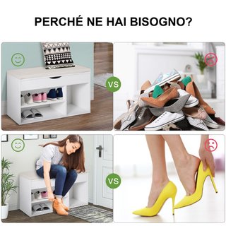 Panca Scarpiera, Mobile Portascarpe Salvaspazio co