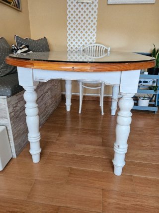 Mesa de comedor cristal y madera
