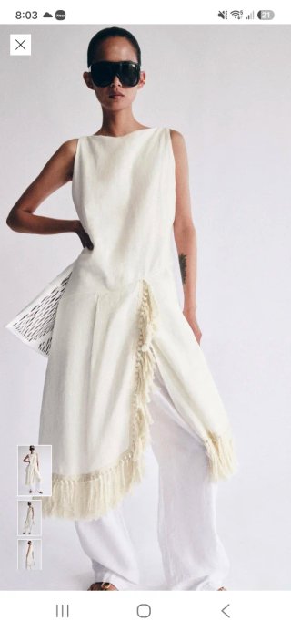 Vestido de lino blanco talla única