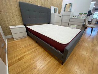 CAMA GRIS NUEVA 150X190 CON COLCHON VISCOELASTICO