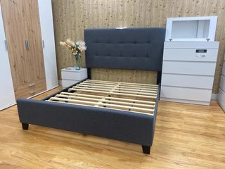 CAMA GRIS NUEVA 150X190 CON COLCHON VISCOELASTICO