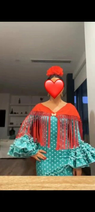 Traje de flamenca turquesa