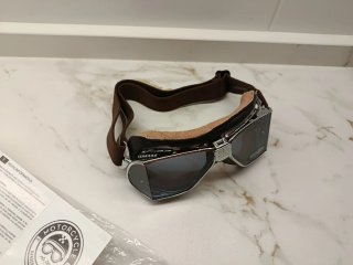 Gafas Motero Aviador Retro Marrón/Plata