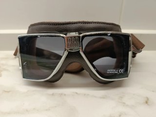 Gafas Motero Aviador Retro Marrón/Plata