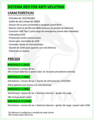 Sistema Antivelutina Red Fox Modelo 1