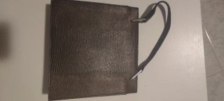 Bolso piel marrón y negro