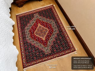 Alfombra de lana negra y roja