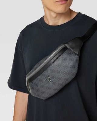 Riñonera Bolso Guess Logo Gris y Negra