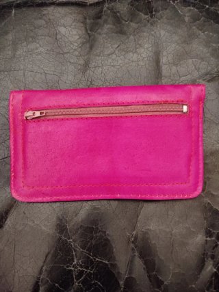 Cartera monedero piel fucsia