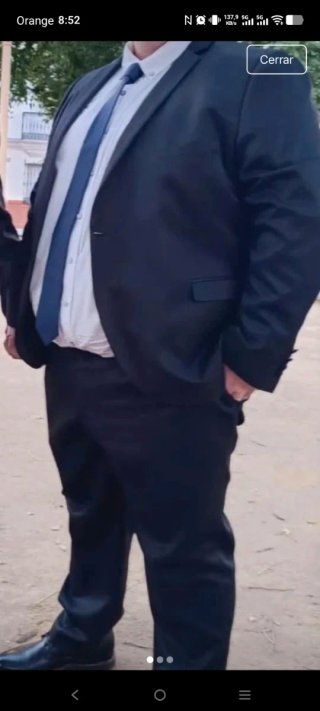 Traje negro brocado talla 70