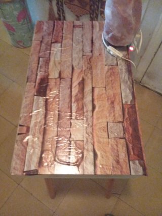 Mueble auxiliar piedra y madera