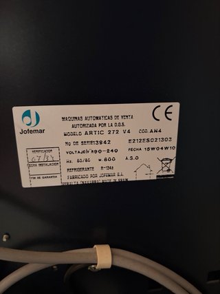 Máquina Vending Jofemar Artic 272 V4