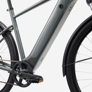 Bicicleta Trekking Eléctrica Cuadro Alto E-Actv 100 Gris